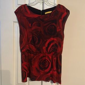 Alice + Olivia silk rose print top